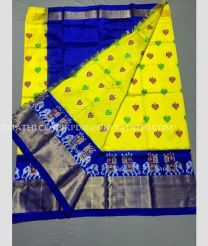 Royal Blue and Yellow ikkat lehengas with all over pochampally ikkat design - IKPL0029710
