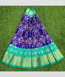 Royal Blue and Golden ikkat lehengas with All over Pochampally ikkat design