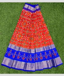 Orange and Royal Blue ikkat lehengas with All over Pochampally ikkat design