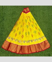 Yellow and Red ikkat lehengas with All over Pochampally ikkat design