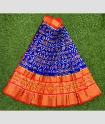 Blue and Red ikkat lehengas with All over Pochampally ikkat design