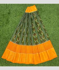 Green and Orange ikkat lehengas with All over Pochampally ikkat design