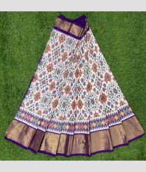White and Purple ikkat lehengas with All over Pochampally ikkat design