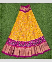 Mango Yellow and Magenta ikkat lehengas with All over Pochampally ikkat design