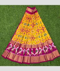 Lite Yellow and Magenta ikkat lehengas with All over Pochampally ikkat design