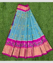 Sky Blue and Magenta ikkat lehengas with All over Pochampally ikkat design