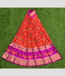 Orange and Copper ikkat lehengas with All over Pochampally ikkat design