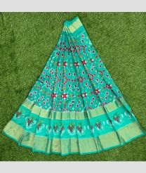 Turquoise and Lite Golden ikkat lehengas with All over Pochampally ikkat design
