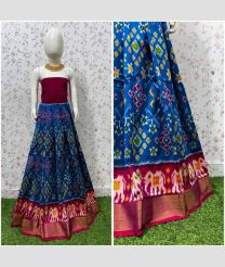 Navy Blue and Pink ikkat lehengas with All over Pochampally design