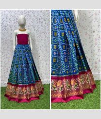 Blue and Pink ikkat lehengas with All over Pochampally design