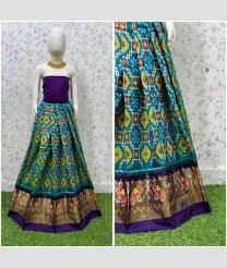Turquoise and Purple ikkat lehengas with All over Pochampally design