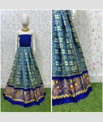 Blue and Royal Blue ikkat lehengas with All over Pochampally design