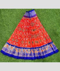Red and Navy Blue ikkat lehengas with All over Pochampally design