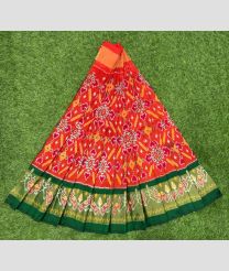 Deep Pink and Dark Green ikkat lehengas with All over Pochampally design