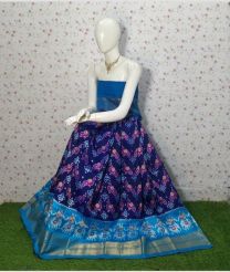 Royal Blue and Lite blue ikkat lehengas with all over pochampally ikkat design