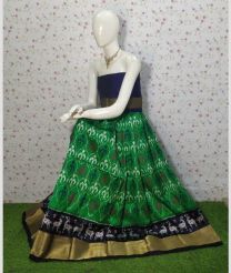 Green and Black ikkat lehengas with all over pochampally ikkat design