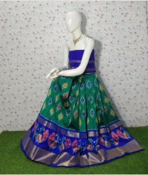 Medium Teal and Royal Blue ikkat lehengas with all over pochampally ikkat design