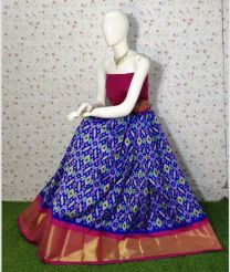 Royal Blue and Pink ikkat lehengas with all over pochampally ikkat design