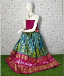 Sky Blue and Pink ikkat lehengas with all over pochampally ikkat design