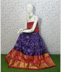 Purple Blue and Red ikkat lehengas with all over pochampally ikkat design