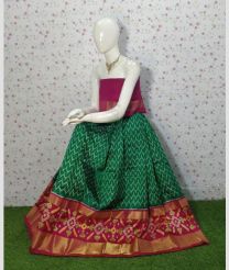 Green and Pink ikkat lehengas with all over pochampally ikkat design