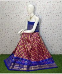 Coral Pink and Royal Blue ikkat lehengas with all over pochampally ikkat design