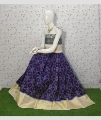 Navy Blue and Cream ikkat lehengas with all over pochampally ikkat design