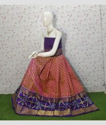 Chestnut and Purple ikkat lehengas with all over pochampally ikkat design