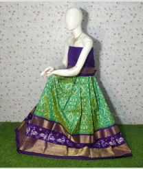 Aquamarine and Purple ikkat lehengas with all over pochampally ikkat design