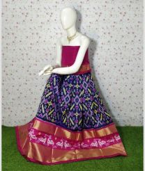 Navy Blue and Pink ikkat lehengas with all over pochampally ikkat design