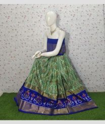Pista and Royal Blue ikkat lehengas with all over pochampally ikkat design