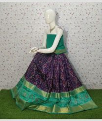 Plum Purple and Turquoise ikkat lehengas with all over pochampally ikkat design