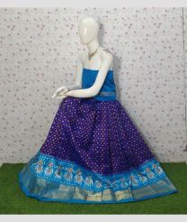 Navy Blue and Sky Blue ikkat lehengas with all over pochampally ikkat design