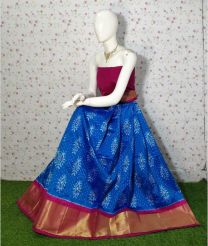 Blue and Pink ikkat lehengas with all over pochampally ikkat design