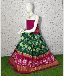 Green and Pink ikkat lehengas with all over pochampally ikkat design