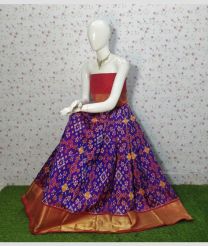 Purple Blue and Red ikkat lehengas with all over pochampally ikkat design