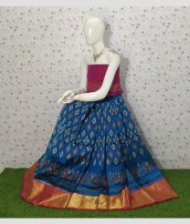 Blue and Deep Pink ikkat lehengas with all over pochampally ikkat design