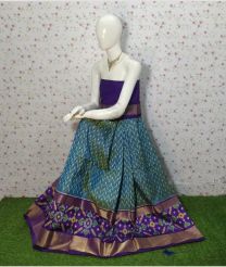 Blue and Purple ikkat lehengas with all over pochampally ikkat design
