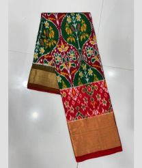 Green and Crimson ikkat lehengas with all over pochampally ikkat design