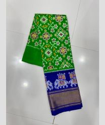 Parrot Green and Royal Blue ikkat lehengas with all over pochampally ikkat design