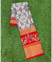 Cream and Crimson ikkat lehengas with all over pochampally ikkat design