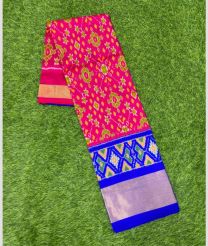 Pink and Royal Blue ikkat lehengas with all over pochampally ikkat design