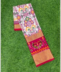 Half White and Pink ikkat lehengas with all over pochampally ikkat design