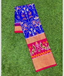 Royal Blue and Pink ikkat lehengas with all over pochampally ikkat design