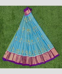 Sky Blue and magenta ikkat lehengas with all over pochampally ikkat design
