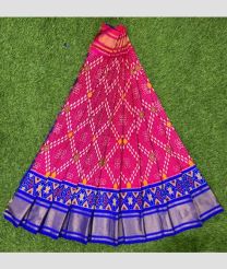 Pink and Royal Blue ikkat lehengas with all over pochampally ikkat design