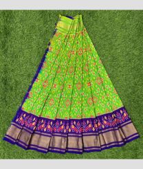 Parrot Green and Purple ikkat lehengas with all over pochampally ikkat design