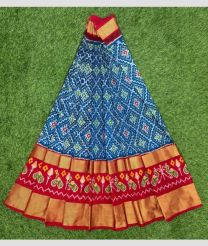Sky Blue and Pink ikkat lehengas with all over pochampally ikkat design