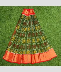 Green and Orange ikkat lehengas with all over pochampally ikkat design