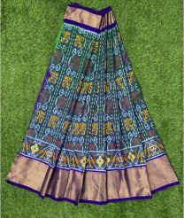 Fern Green and Purple ikkat lehengas with all over pochampally ikkat design